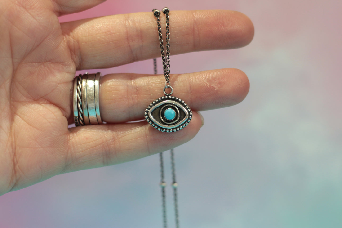 Turquoise Evil Eye Charm Necklace