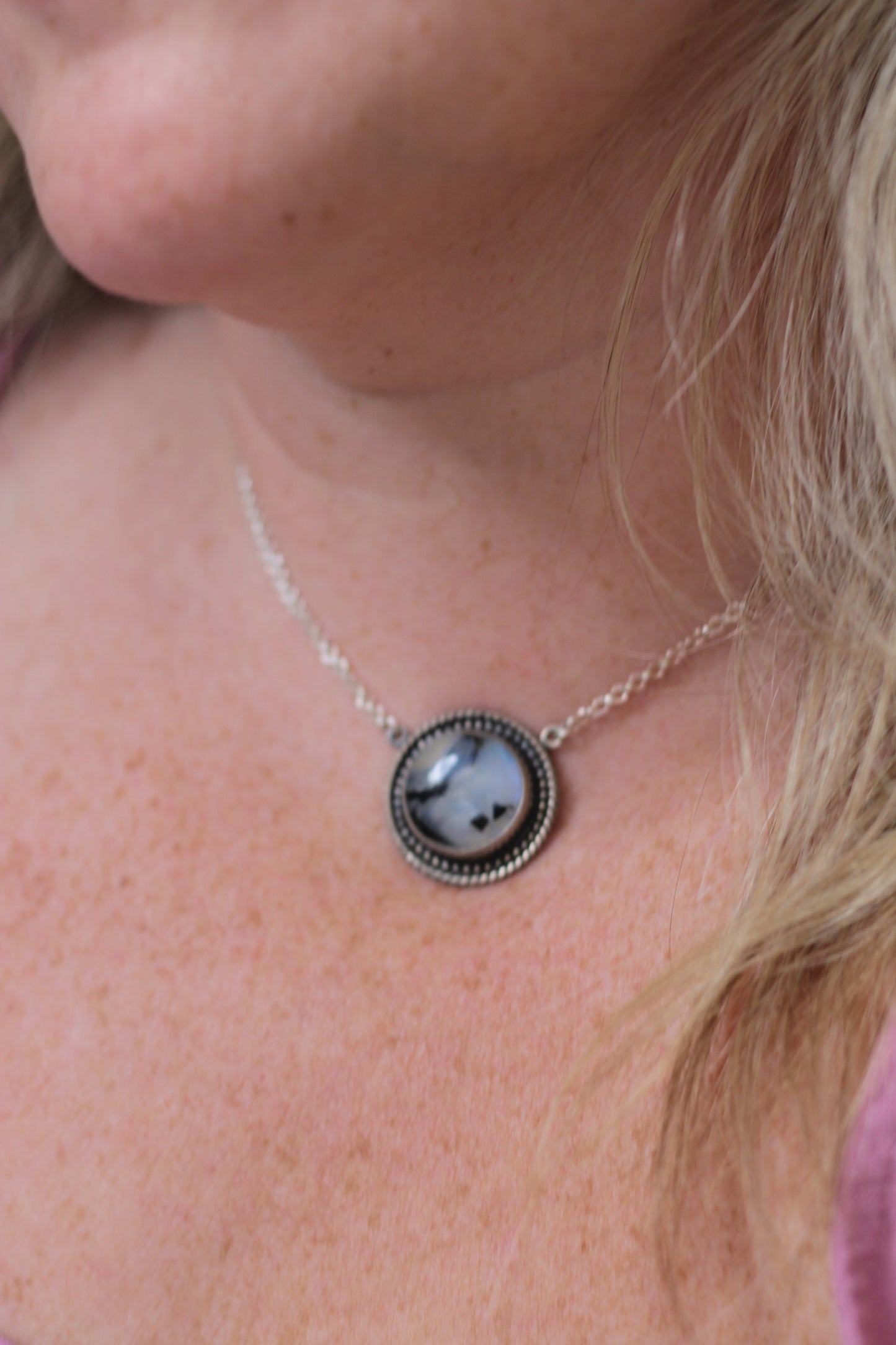 Boho Moonstone Silver Necklace