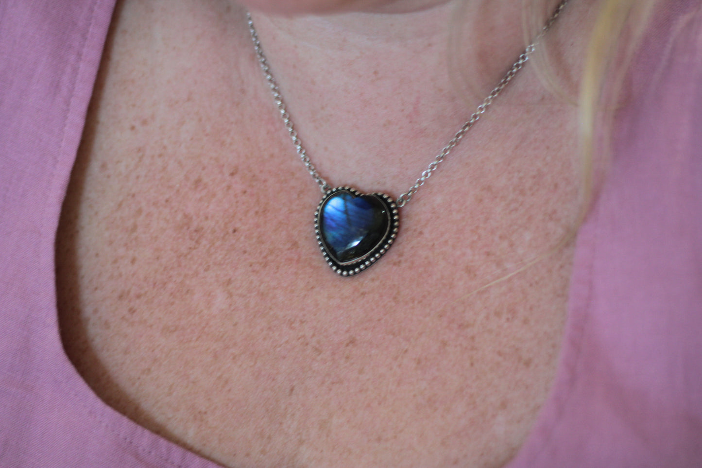 Big Blue Heart pendant necklace