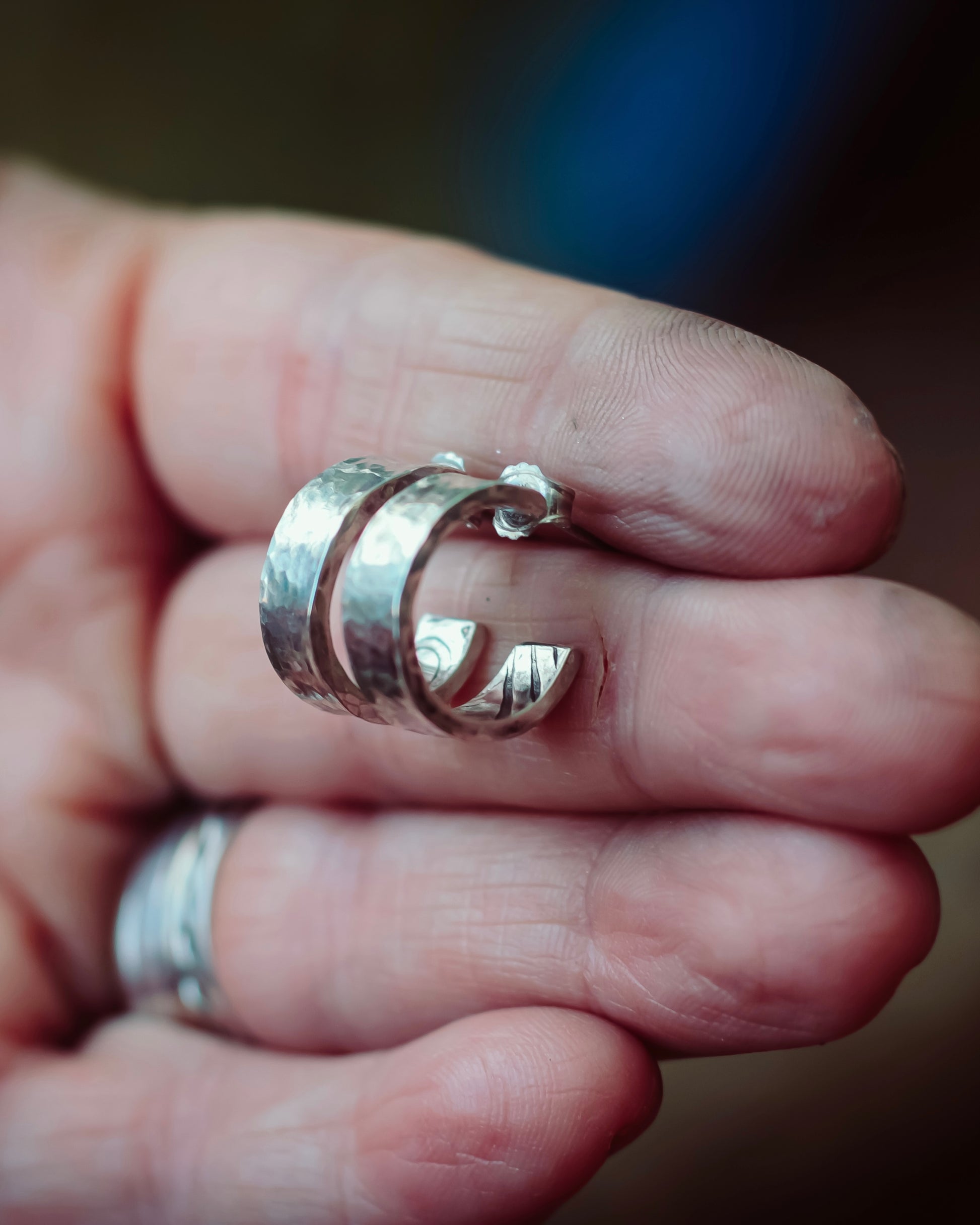 Sterling silver artisan hoops