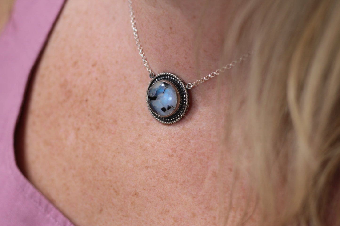 Boho Moonstone Silver Necklace