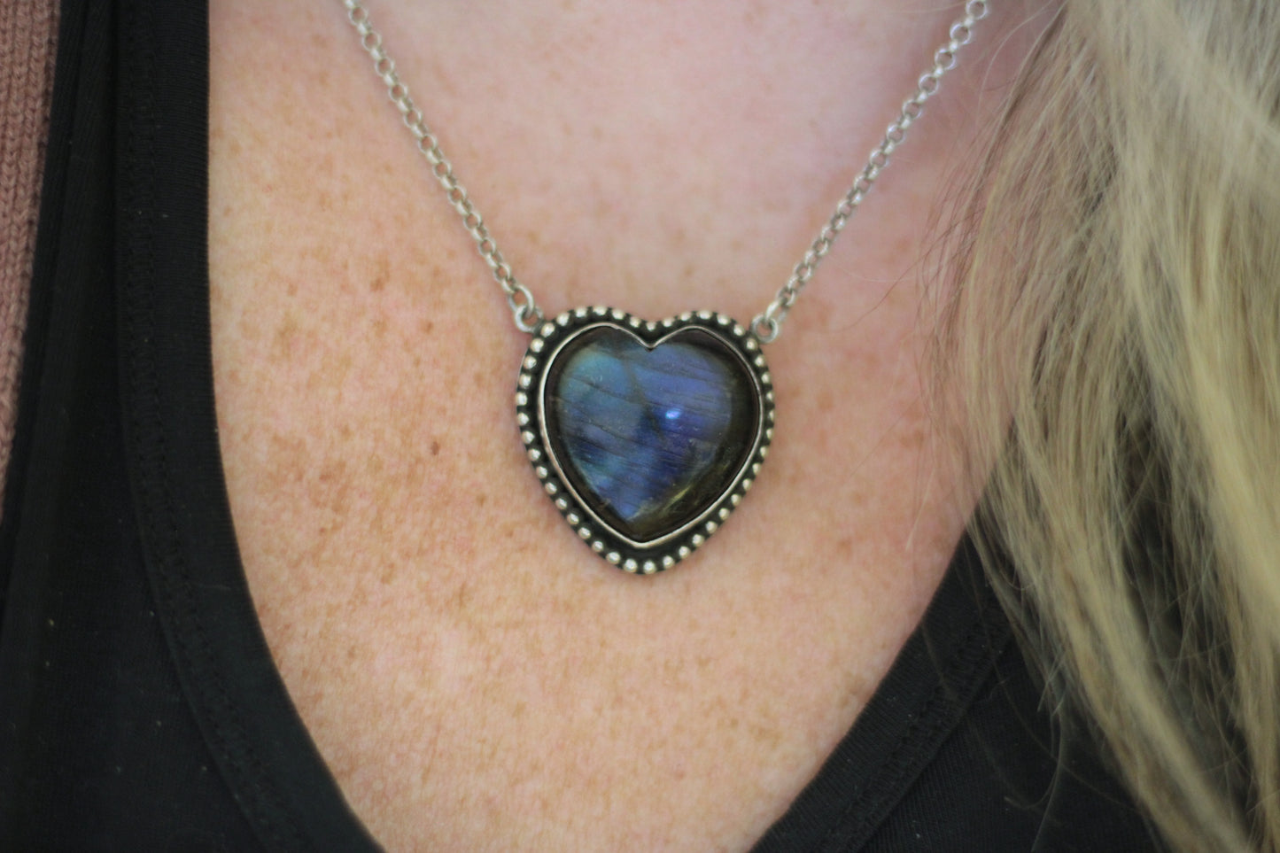 Big Blue Heart pendant necklace