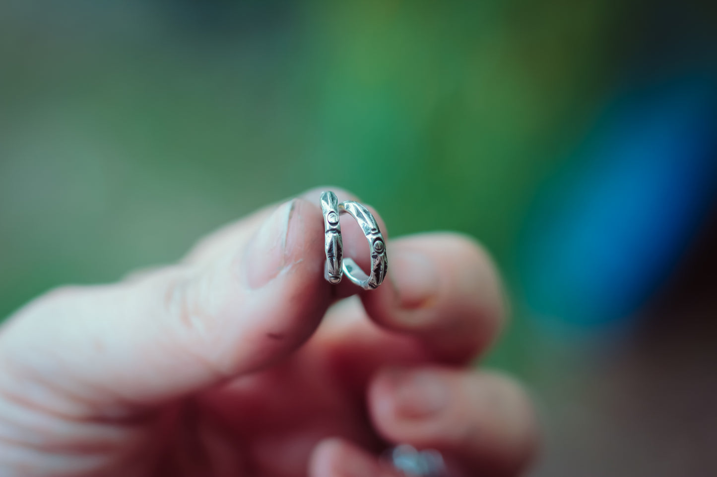 Sterling silver artisan hoops