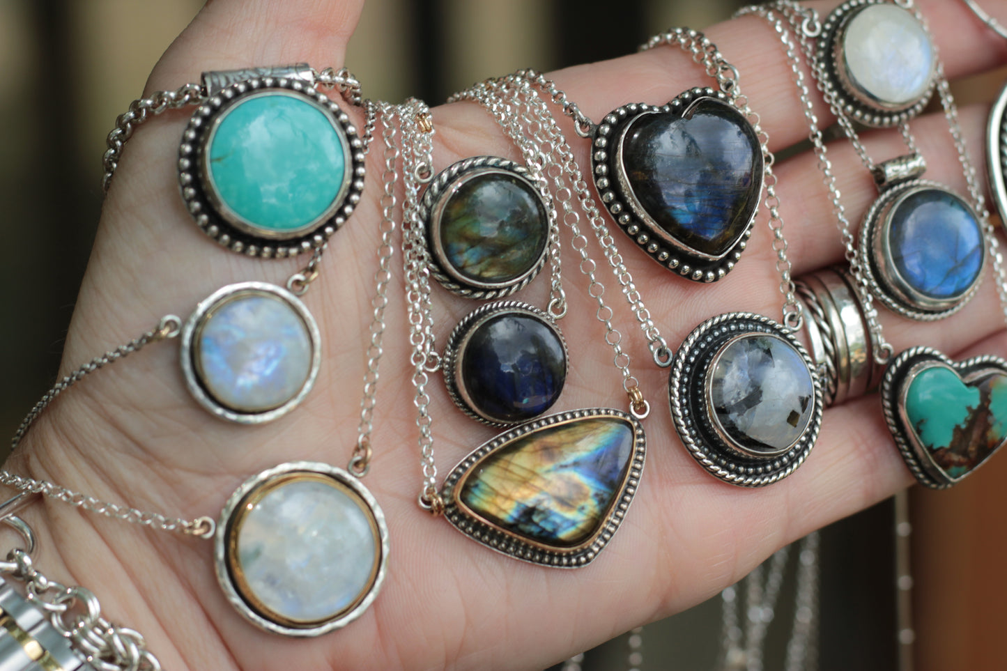 Turquoise Boho Princess Silver Pendant