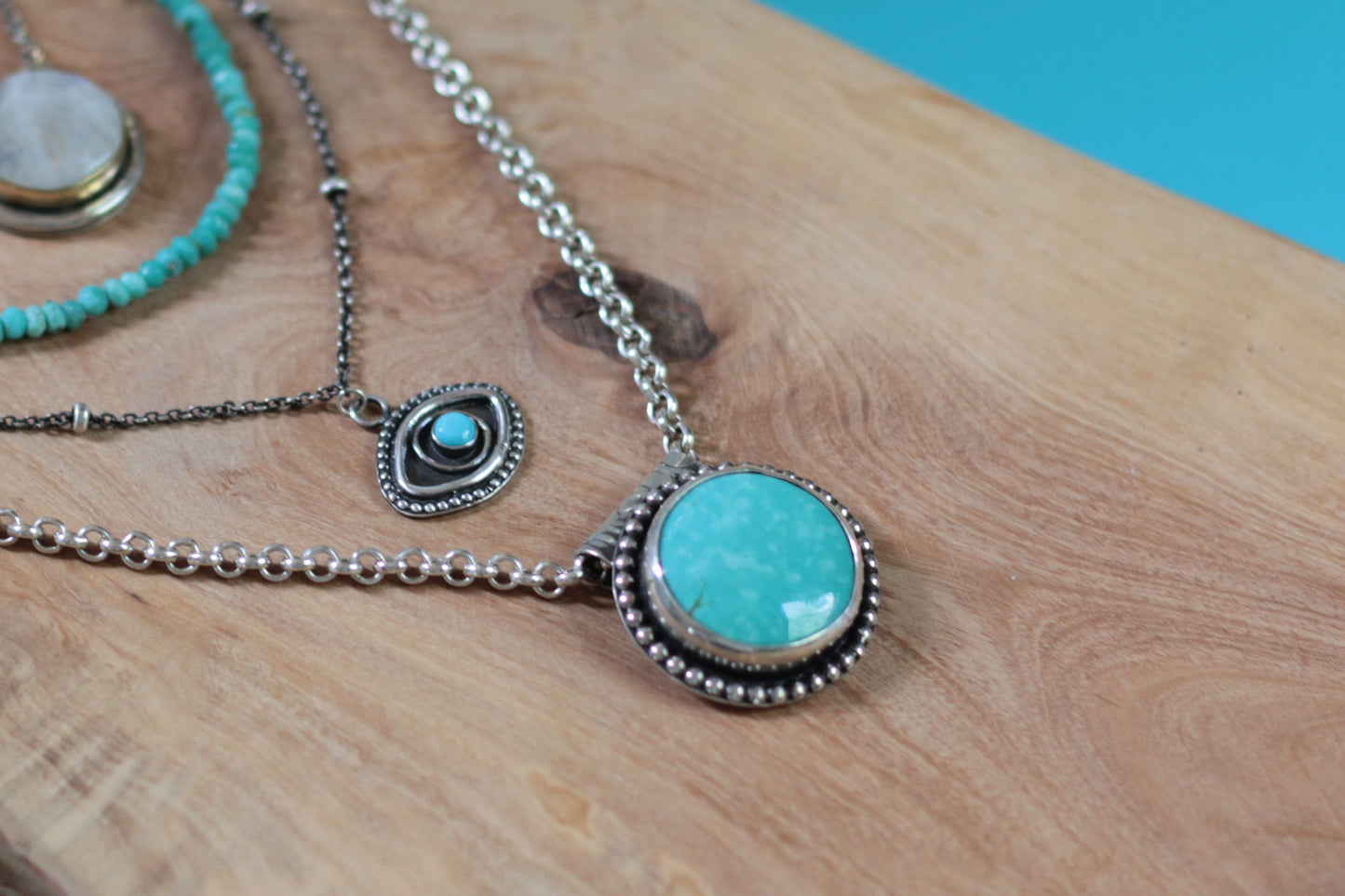Turquoise Boho Princess Silver Pendant