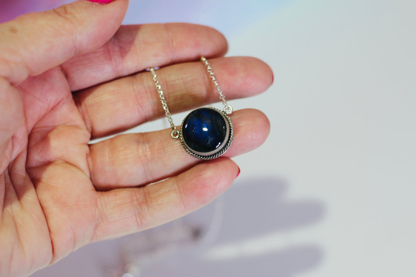 Dark Blue Moongazer Silver Necklace