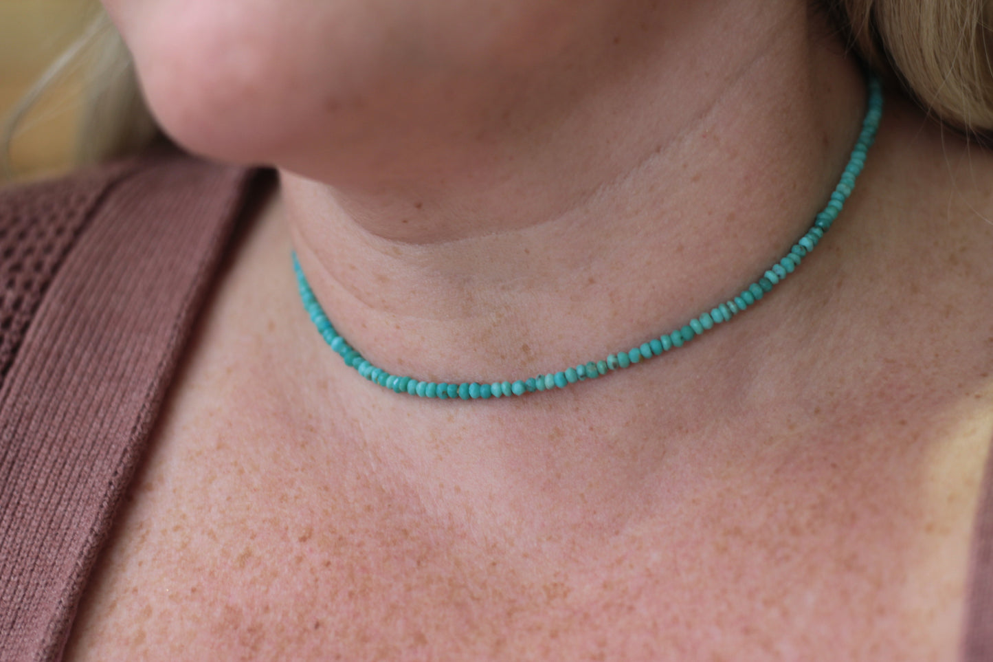 Turquoise Bead Choker Necklace