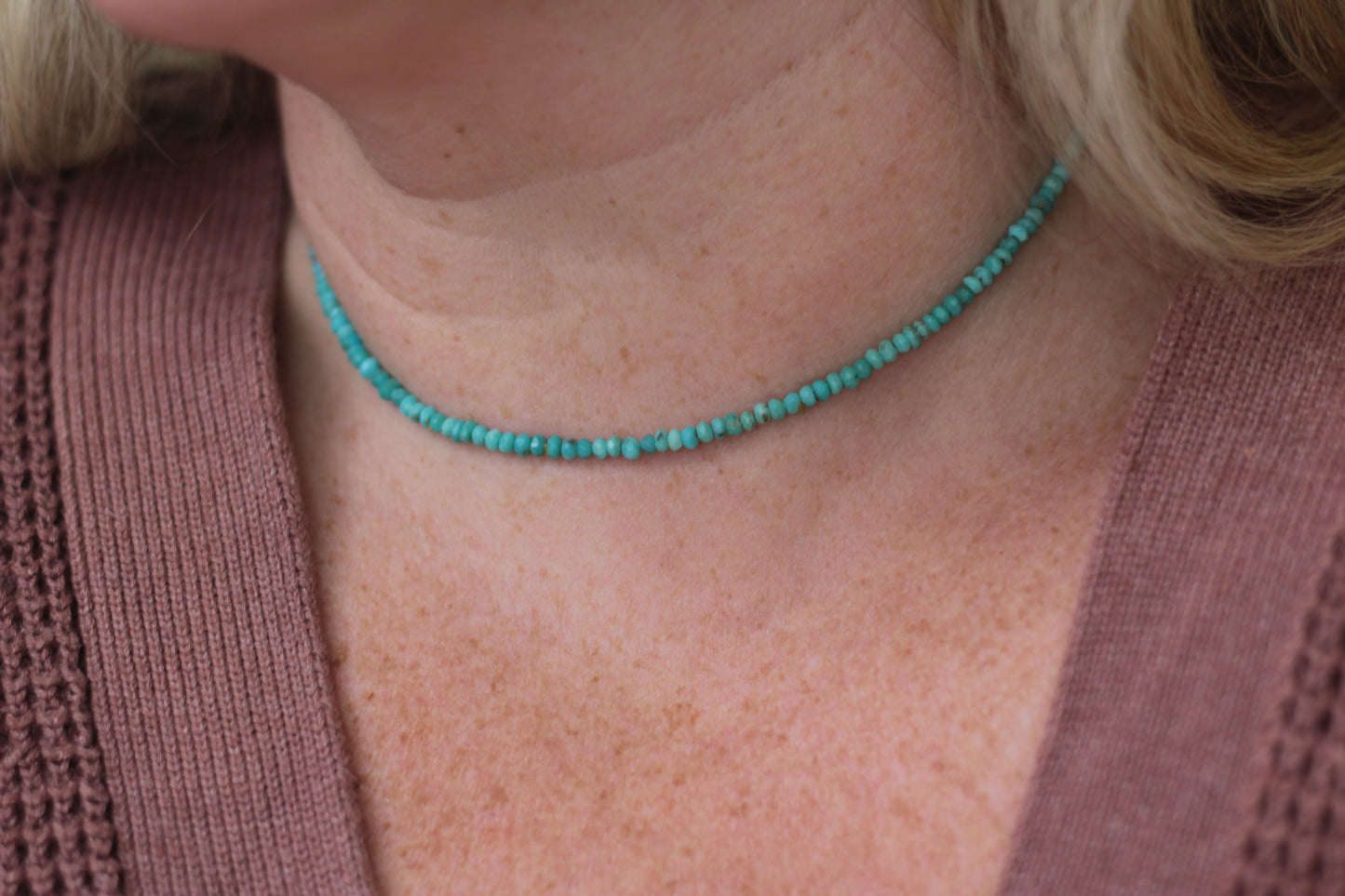 Turquoise Bead Choker Necklace