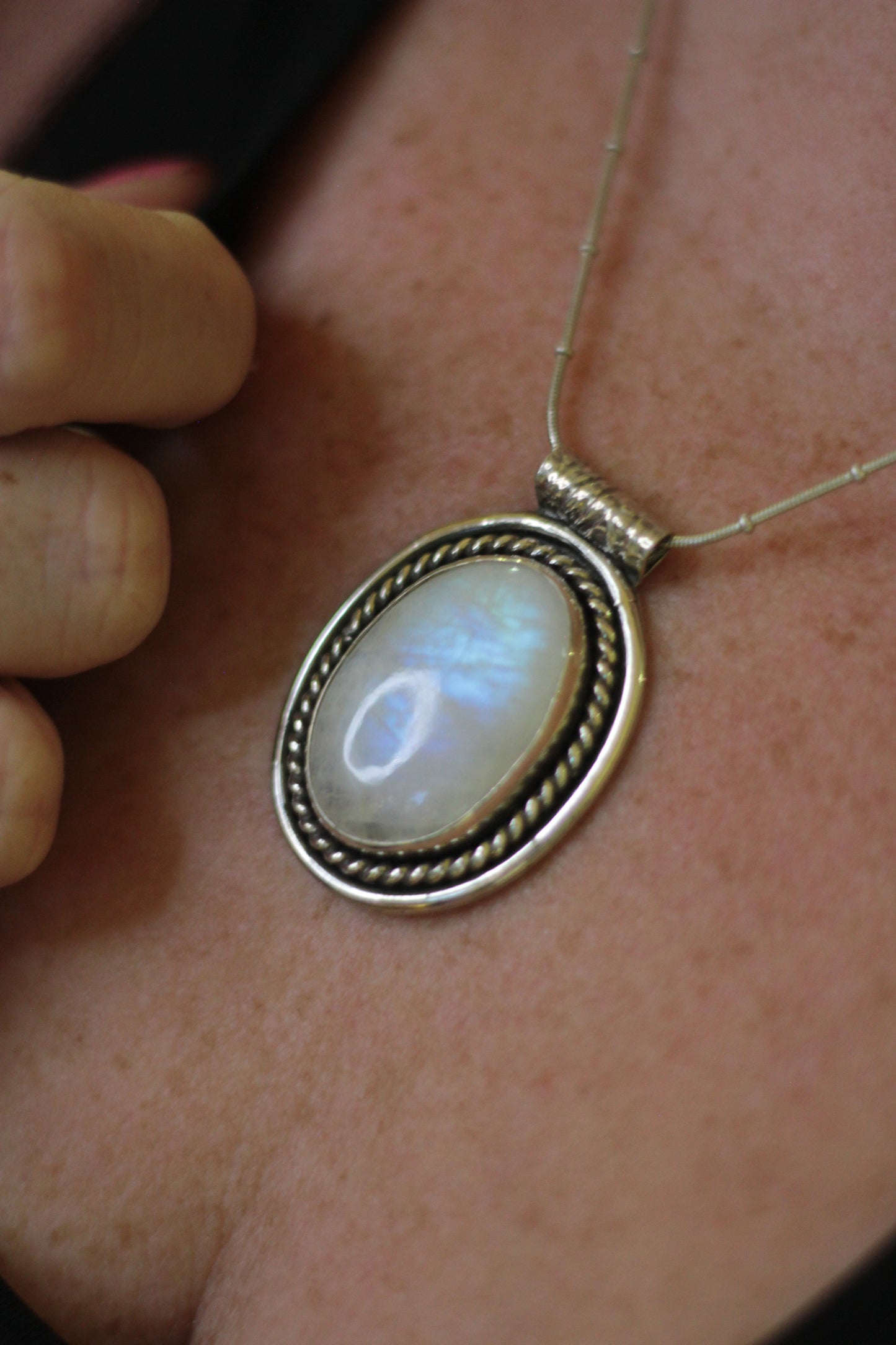 Celestial Moonstone Silver Necklace