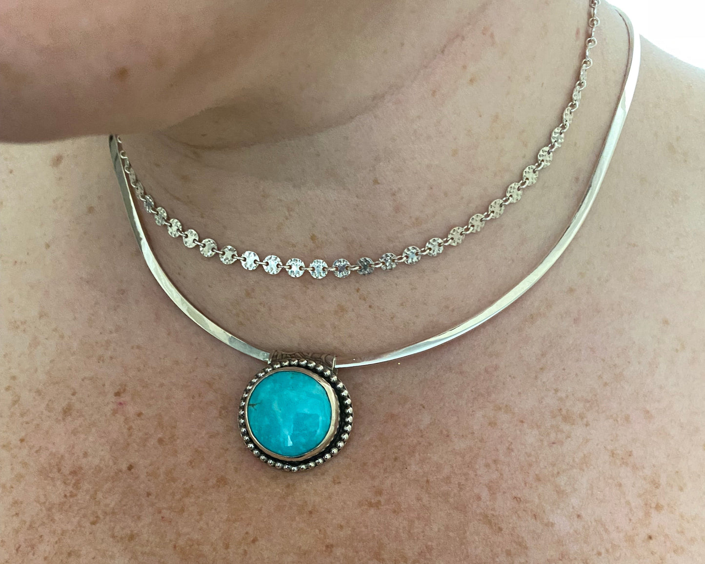 Turquoise Boho Princess Silver Pendant