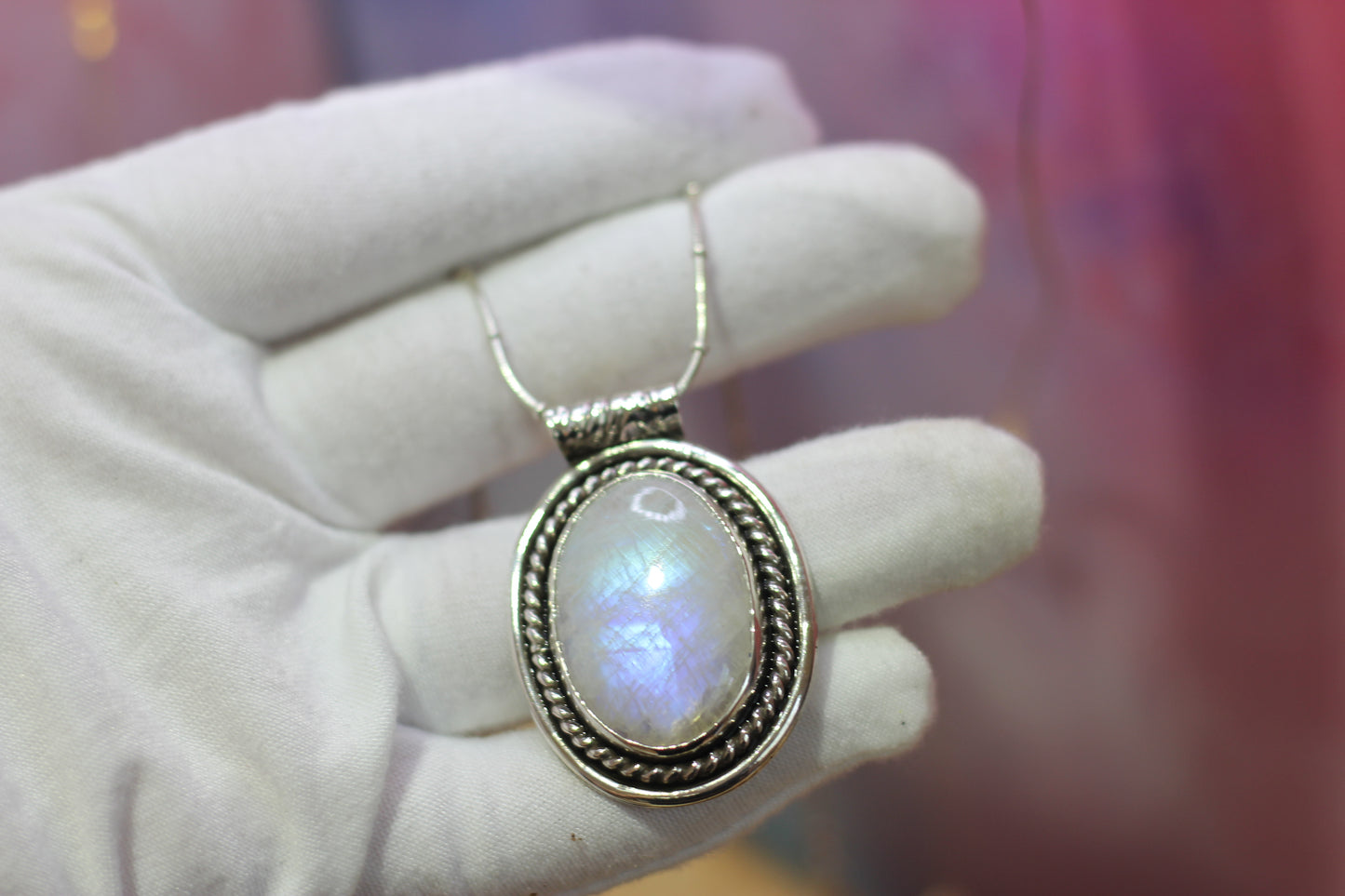 Celestial Moonstone Silver Necklace