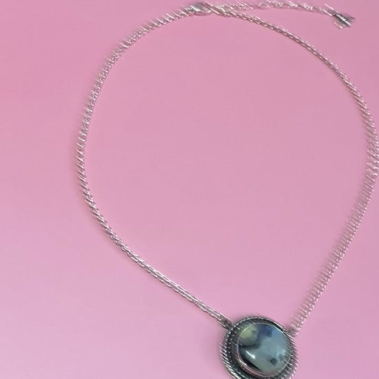Moonstone silver necklace in motion