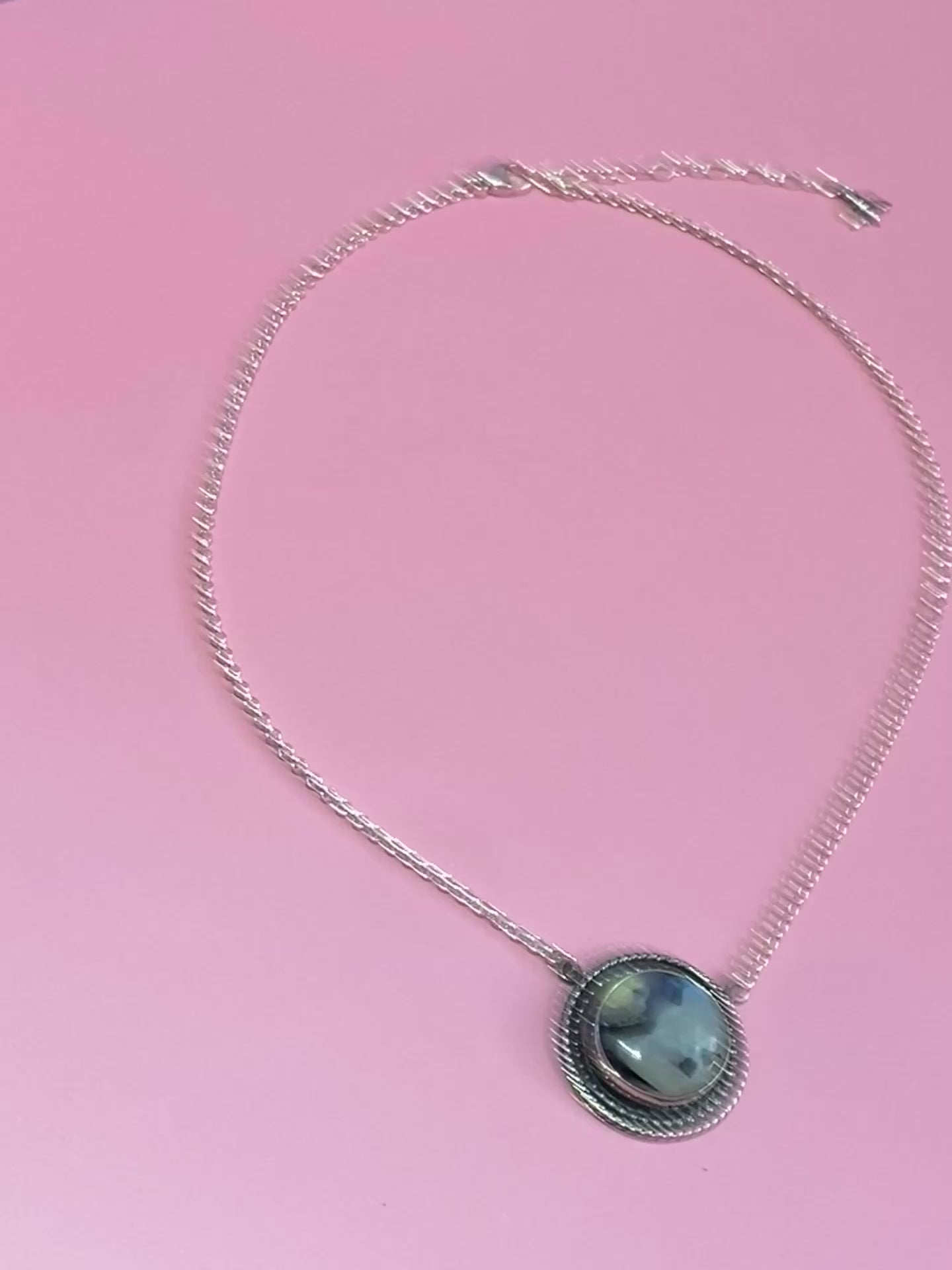 Moonstone silver necklace in motion